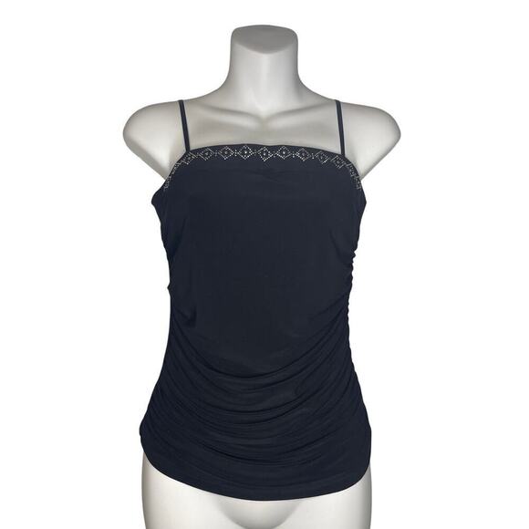 Cressong Tops - Vintage Black Rhinestone Neckline Spaghetti Strap Tank Top Women's Size Medium